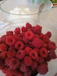 Könkkölän tilan kuntouttavan työtoiminnan pajalaisten keräämiä puutarhavadelmia.